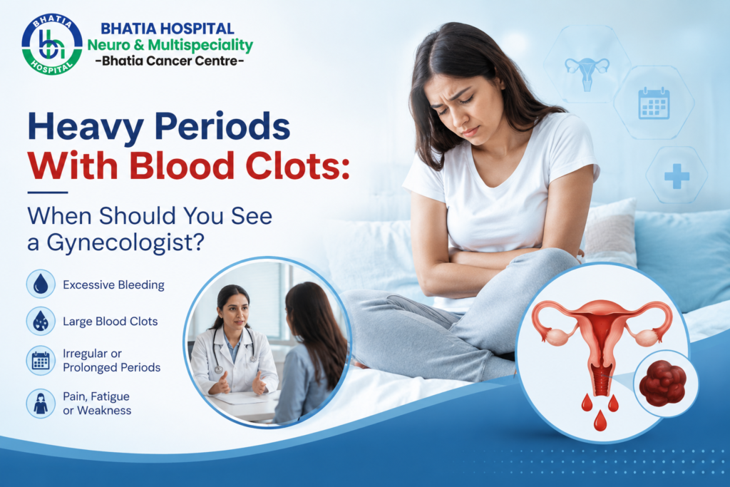 Woman discussing heavy periods and blood clots with a gynecologist at Bhatia Hospital in Patiala