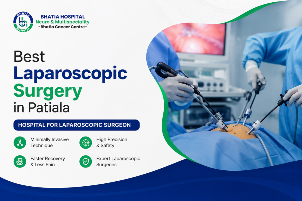 Doctor explaining ovarian cyst laparoscopic surgery to a patient at Bhatia Hospital in Patiala