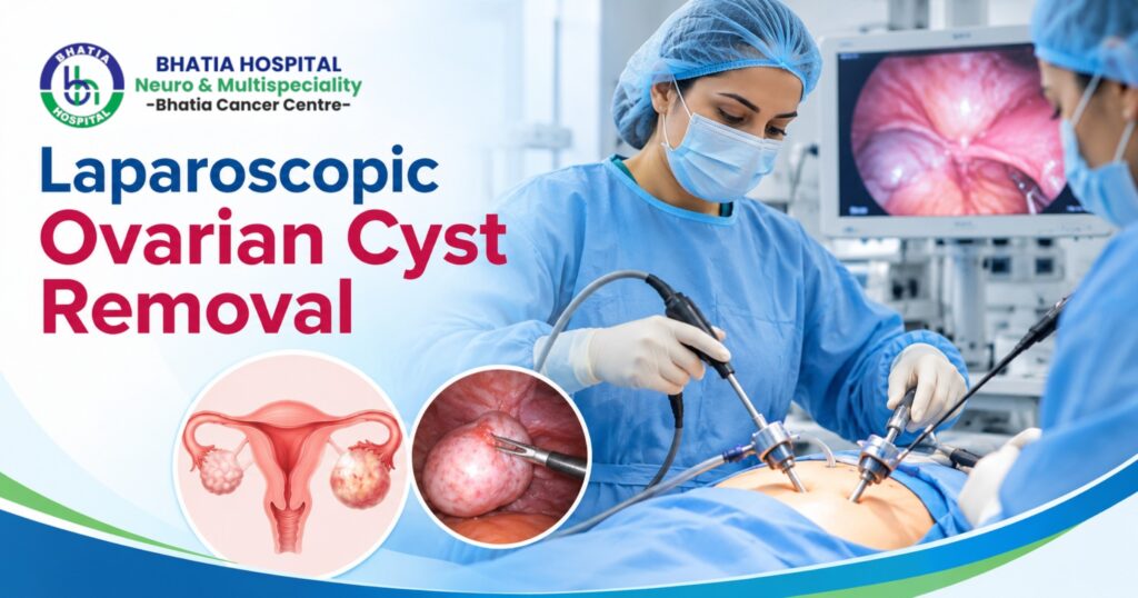 Laparoscopic ovarian cyst removal surgery at Bhatia Hospital in Patiala