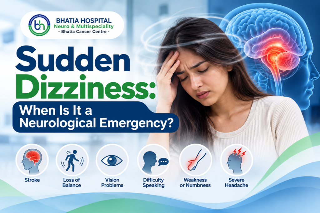 Sudden dizziness neurological causes and warning signs requiring emergency care